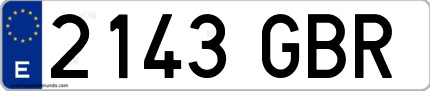 Ejemplo de matrícula de coche ordinaria 2143 GBR