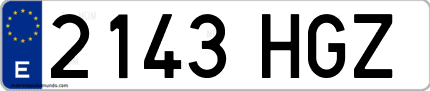 Ejemplo de matrícula de coche ordinaria 2143 HGZ