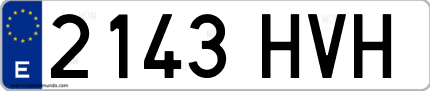 Ejemplo de matrícula de coche ordinaria 2143 HVH