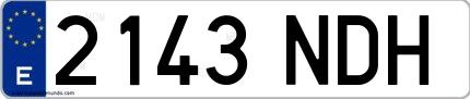 Ejemplo de matrícula española 2143 NDH