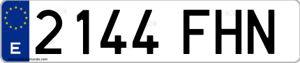 Ejemplo de matrícula de coche ordinaria 2144 FHN