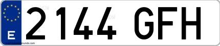 Ejemplo de matrícula española 2144 GFH