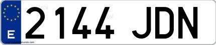Ejemplo de matrícula española 2144 JDN