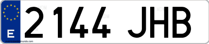 Ejemplo de matrícula de coche ordinaria 2144 JHB