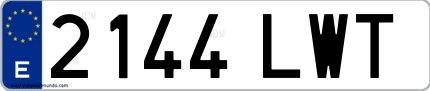 Ejemplo de matrícula española 2144 LWT