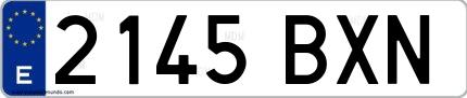 Ejemplo de matrícula española 2145 BXN