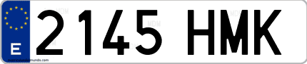 Ejemplo de matrícula de coche ordinaria 2145 HMK