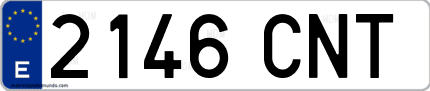 Ejemplo de matrícula de coche ordinaria 2146 CNT