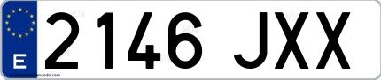 Ejemplo de matrícula española 2146 JXX