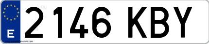 Ejemplo de matrícula española 2146 KBY