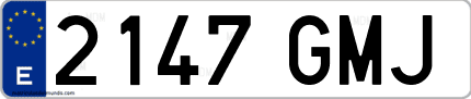 Ejemplo de matrícula de coche ordinaria 2147 GMJ