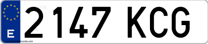 Ejemplo de matrícula de coche ordinaria 2147 KCG