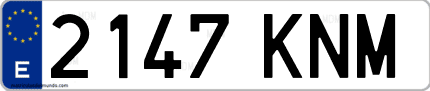 Ejemplo de matrícula de coche ordinaria 2147 KNM