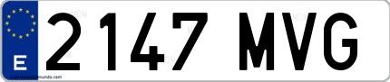 Ejemplo de matrícula española 2147 MVG