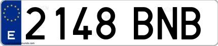 Ejemplo de matrícula española 2148 BNB