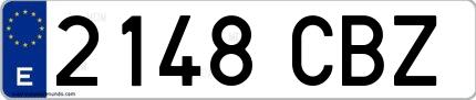 Ejemplo de matrícula española 2148 CBZ