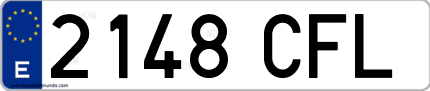 Ejemplo de matrícula de coche ordinaria 2148 CFL