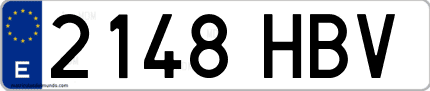 Ejemplo de matrícula de coche ordinaria 2148 HBV