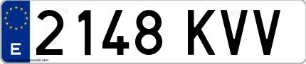 Ejemplo de matrícula española 2148 KVV