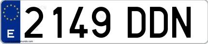 Ejemplo de matrícula española 2149 DDN