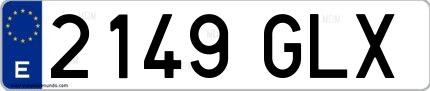 Ejemplo de matrícula española 2149 GLX