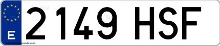 Ejemplo de matrícula española 2149 HSF