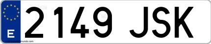 Ejemplo de matrícula española 2149 JSK