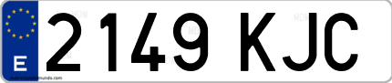 Ejemplo de matrícula de coche ordinaria 2149 KJC