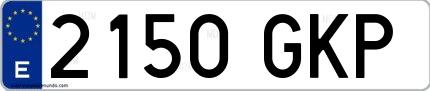 Ejemplo de matrícula española 2150 GKP