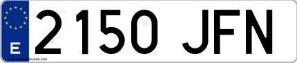 Ejemplo de matrícula española 2150 JFN