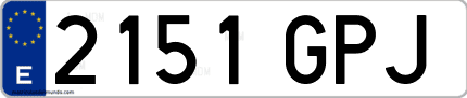 Ejemplo de matrícula de coche ordinaria 2151 GPJ