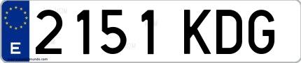 Ejemplo de matrícula española 2151 KDG