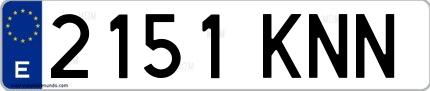 Ejemplo de matrícula de coche ordinaria 2151 KNN