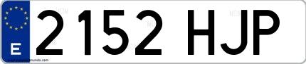Ejemplo de matrícula española 2152 HJP
