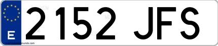 Ejemplo de matrícula española 2152 JFS