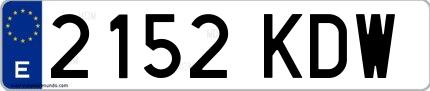 Ejemplo de matrícula española 2152 KDW