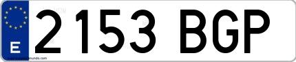 Ejemplo de matrícula española 2153 BGP