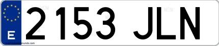 Ejemplo de matrícula española 2153 JLN