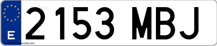 Ejemplo de matrícula de coche ordinaria 2153 MBJ
