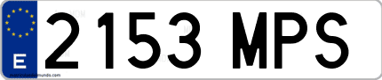 Ejemplo de matrícula de coche ordinaria 2153 MPS