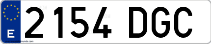Ejemplo de matrícula de coche ordinaria 2154 DGC