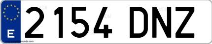 Ejemplo de matrícula española 2154 DNZ