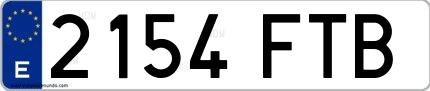 Ejemplo de matrícula española 2154 FTB