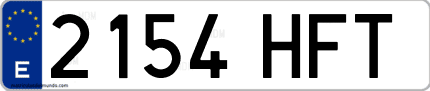 Ejemplo de matrícula de coche ordinaria 2154 HFT