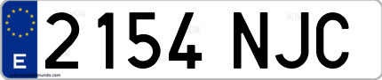 Ejemplo de matrícula de coche ordinaria 2154 NJC