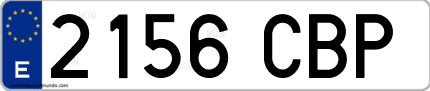 Ejemplo de matrícula de coche ordinaria 2156 CBP