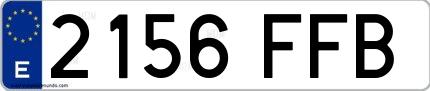 Ejemplo de matrícula española 2156 FFB