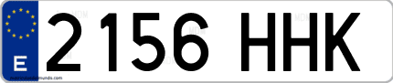 Ejemplo de matrícula de coche ordinaria 2156 HHK