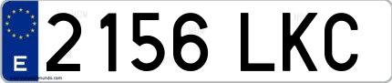 Ejemplo de matrícula española 2156 LKC