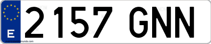 Ejemplo de matrícula de coche ordinaria 2157 GNN